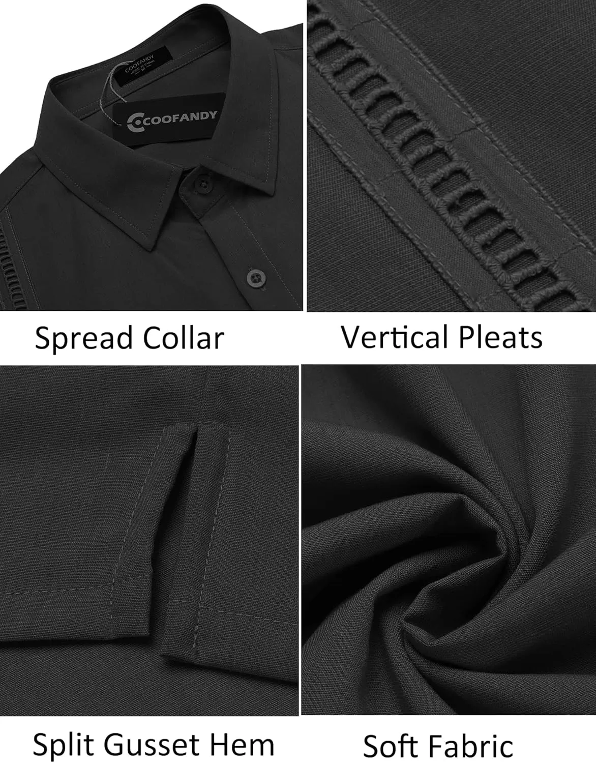 COOFANDY Mens Short Sleeve Cuban Guayabera Shirt Casual Summer Beach Button Down Shirts