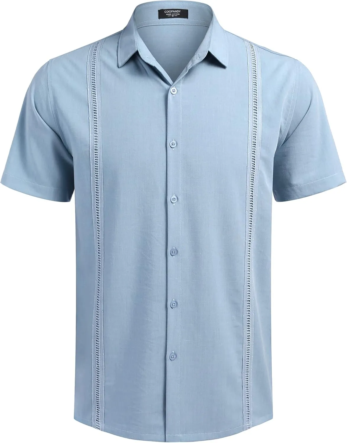 COOFANDY Mens Short Sleeve Cuban Guayabera Shirt Casual Summer Beach Button Down Shirts