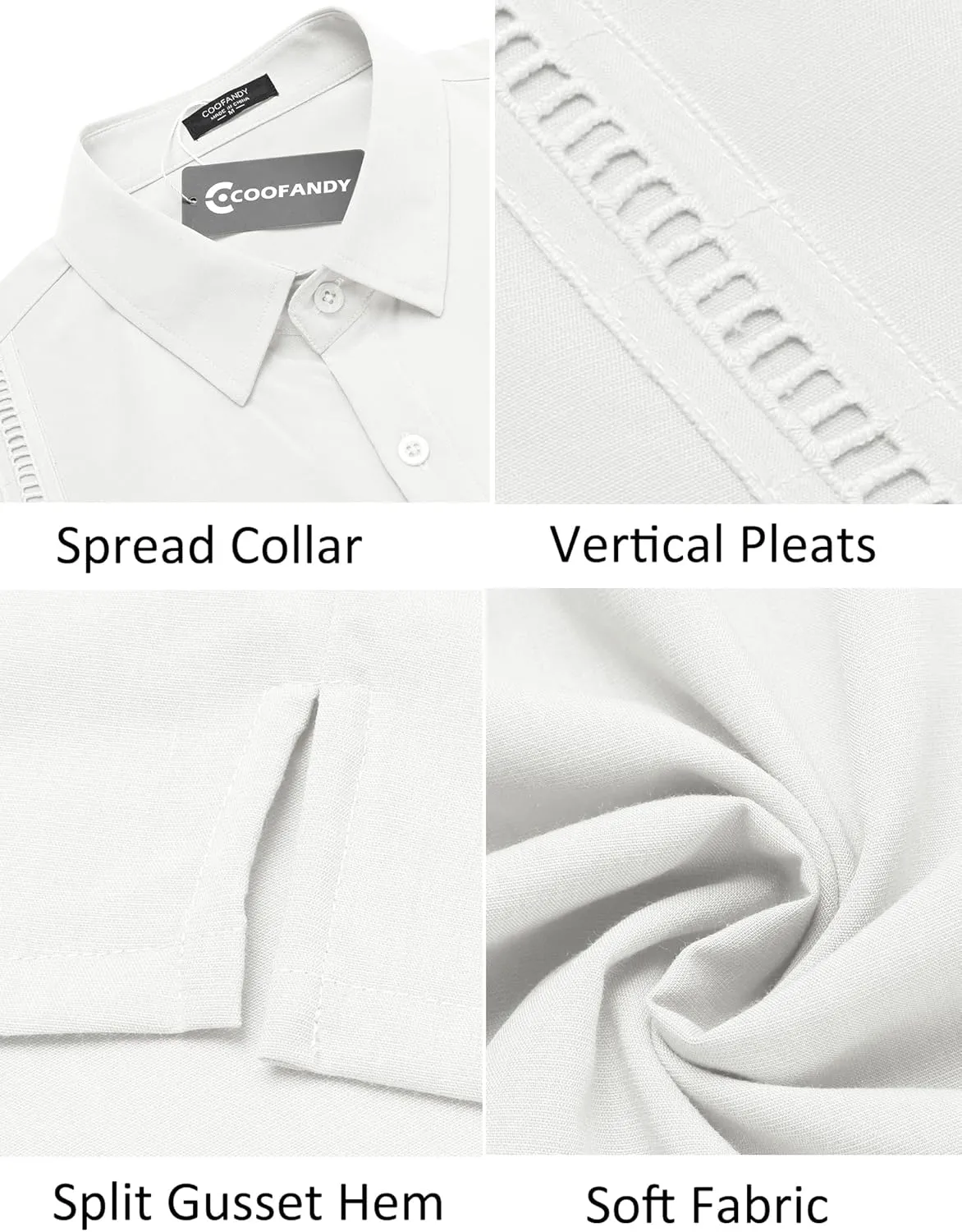 COOFANDY Mens Short Sleeve Cuban Guayabera Shirt Casual Summer Beach Button Down Shirts