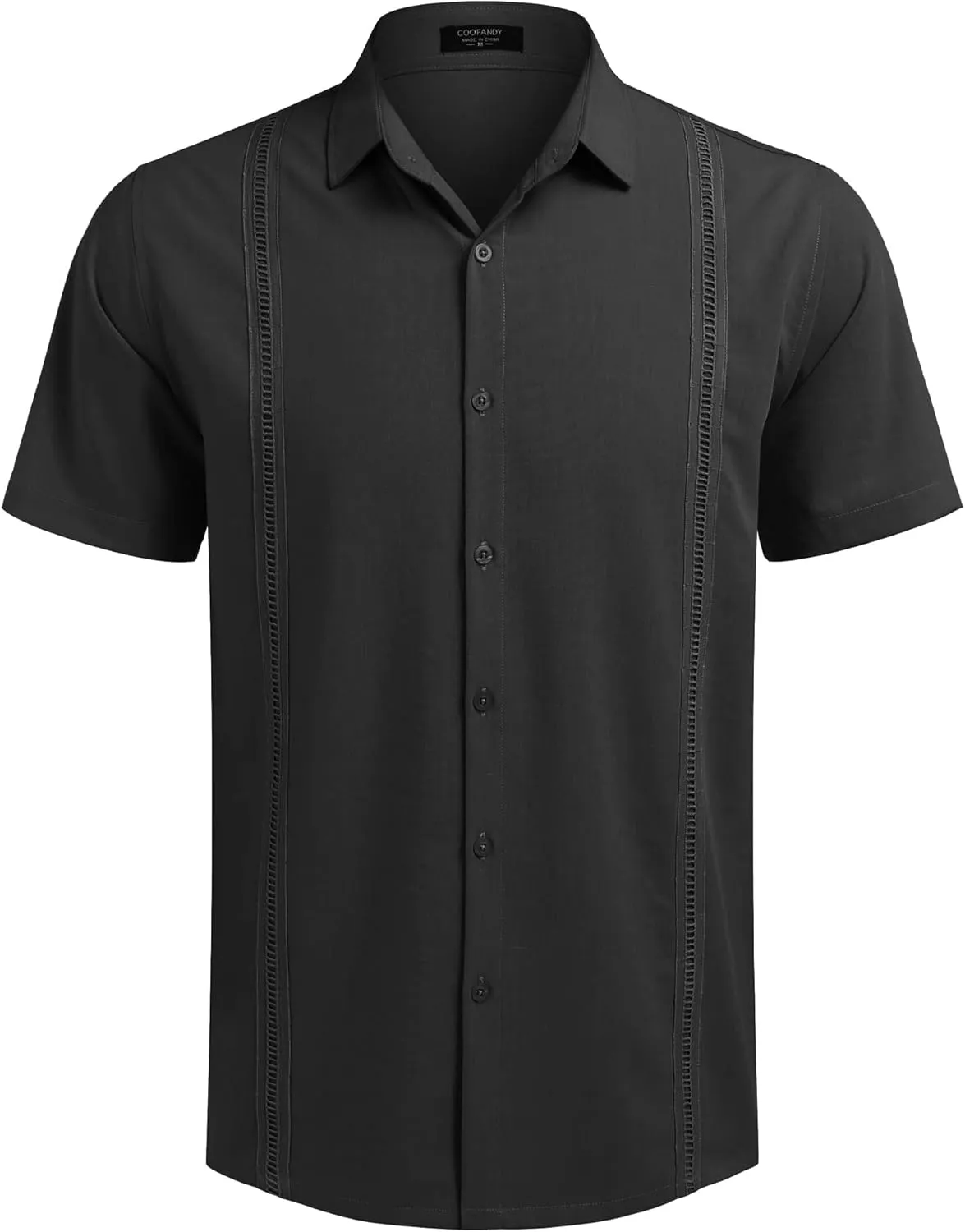 COOFANDY Mens Short Sleeve Cuban Guayabera Shirt Casual Summer Beach Button Down Shirts