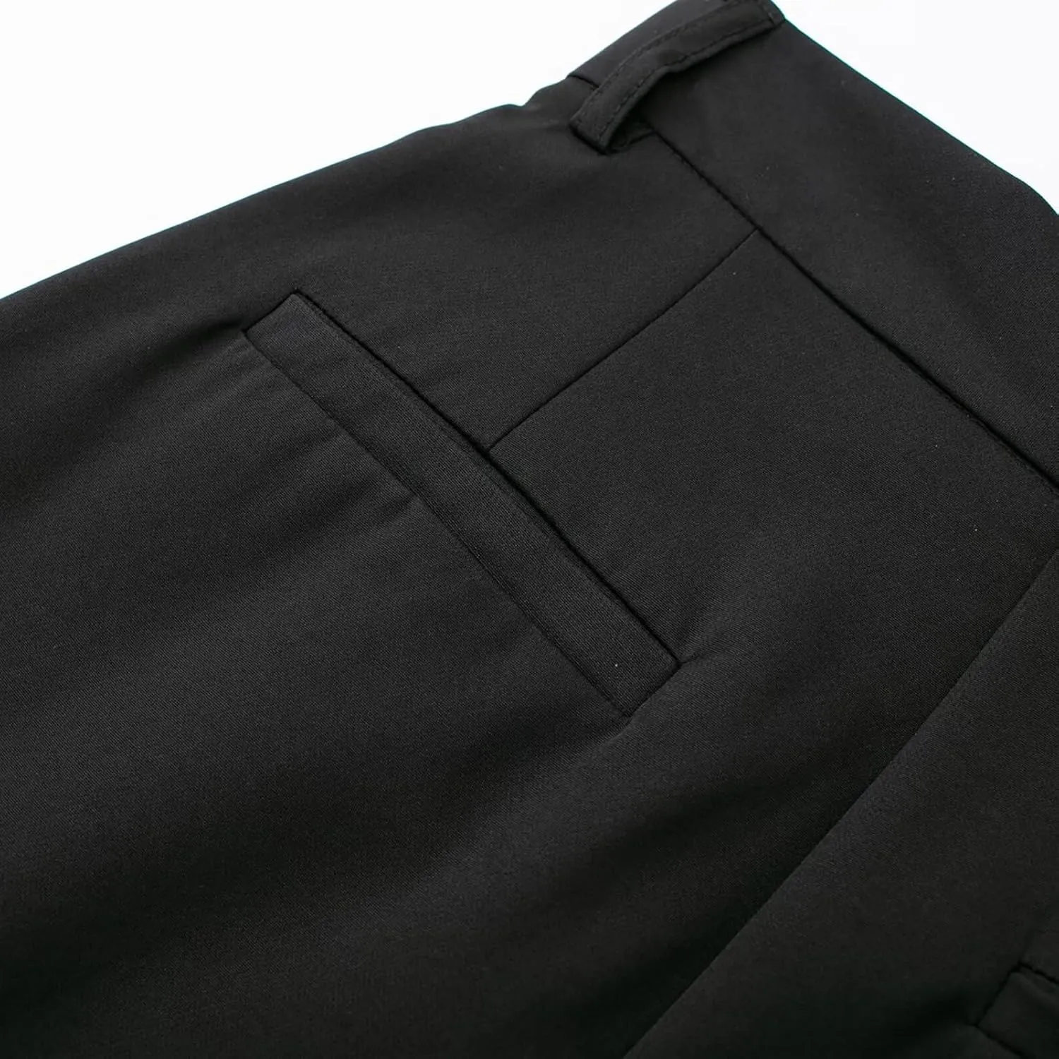 CORIRESHA Women's Casual Wide Leg Suit Pant Pleated Button High Waist Trousers with Pockets