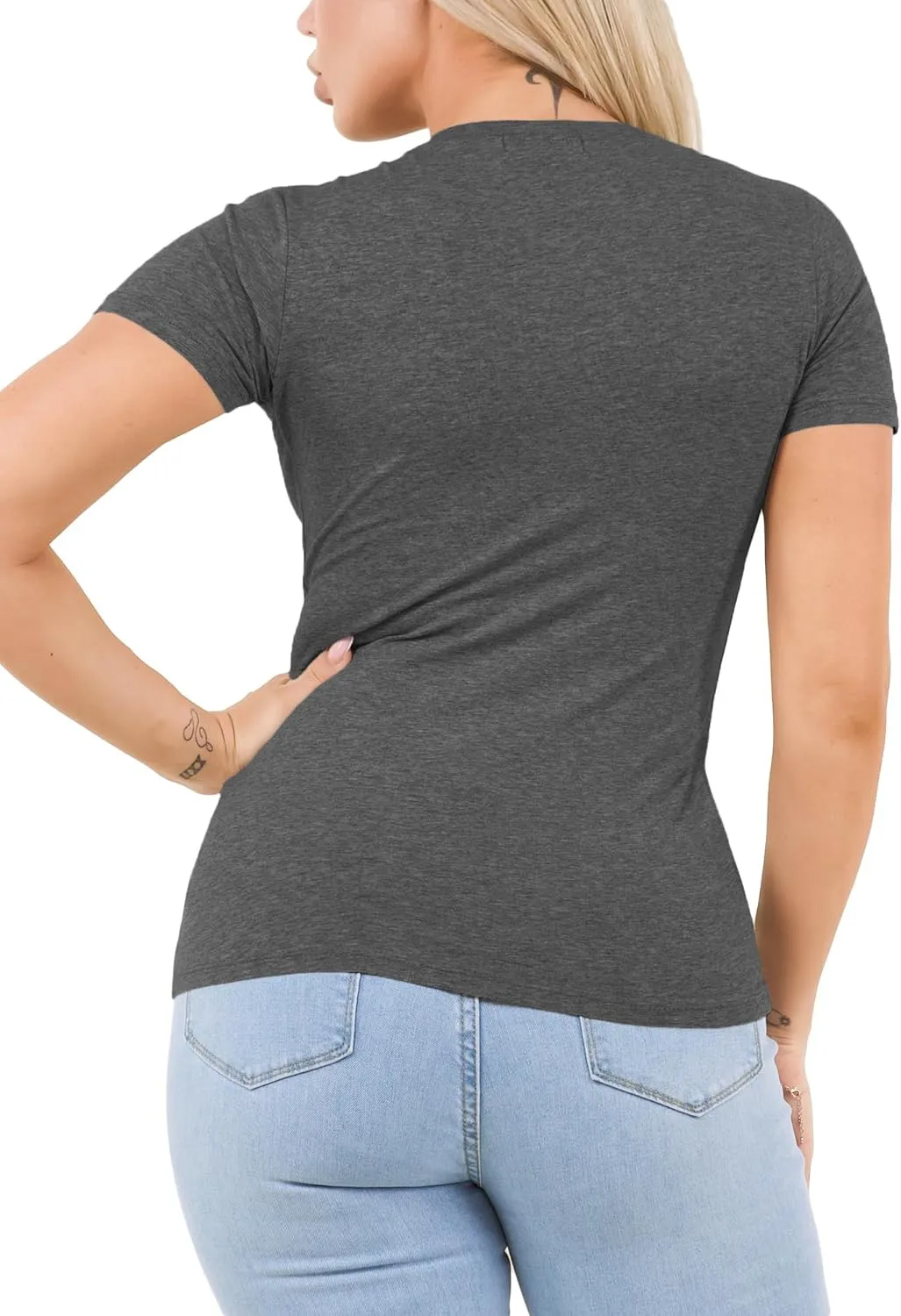 Cotton Tshirts for Women Short Sleeve Tshirt Basic Tees Plain T Shirt Womens Casual Tops Tee Undershirt Pack 1-4