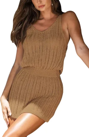 CUPSHE Women Bathing Suit Crochet Cover Up Hollow Out Swimsuit Beach Summer Dress Coverups 2025