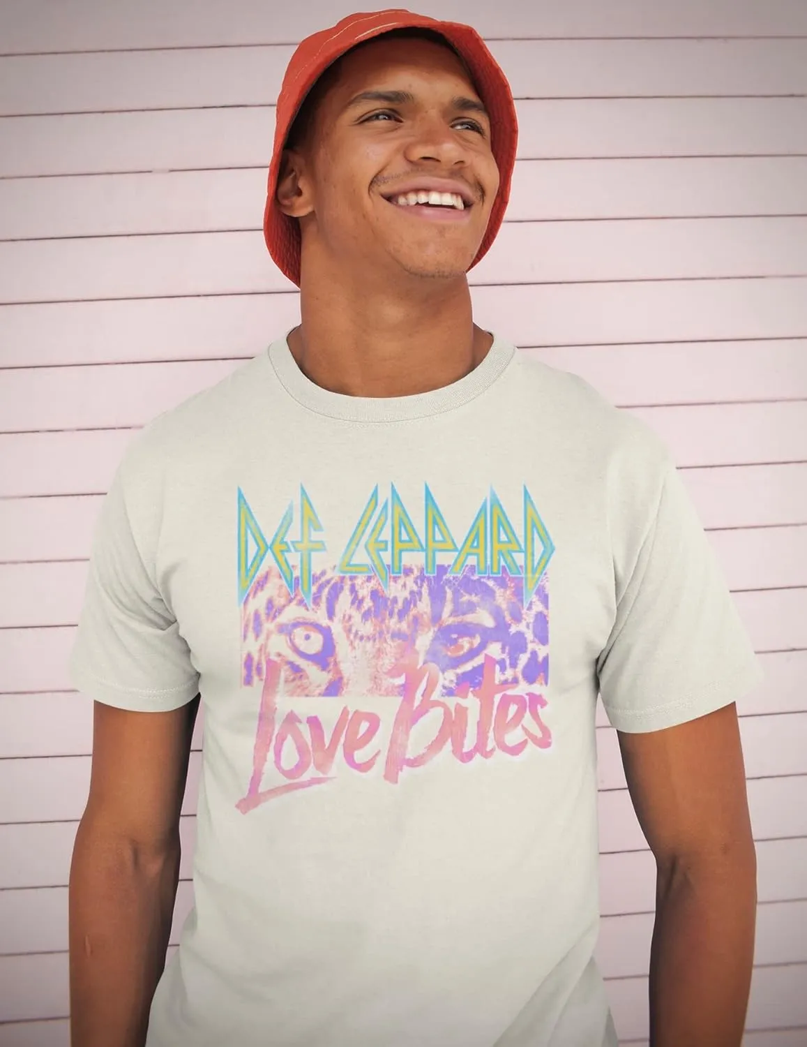 Def Leppard English Rock Band Love Bites Leopard Eyes Image Adult Short Sleeve T-Shirts Graphic Tee