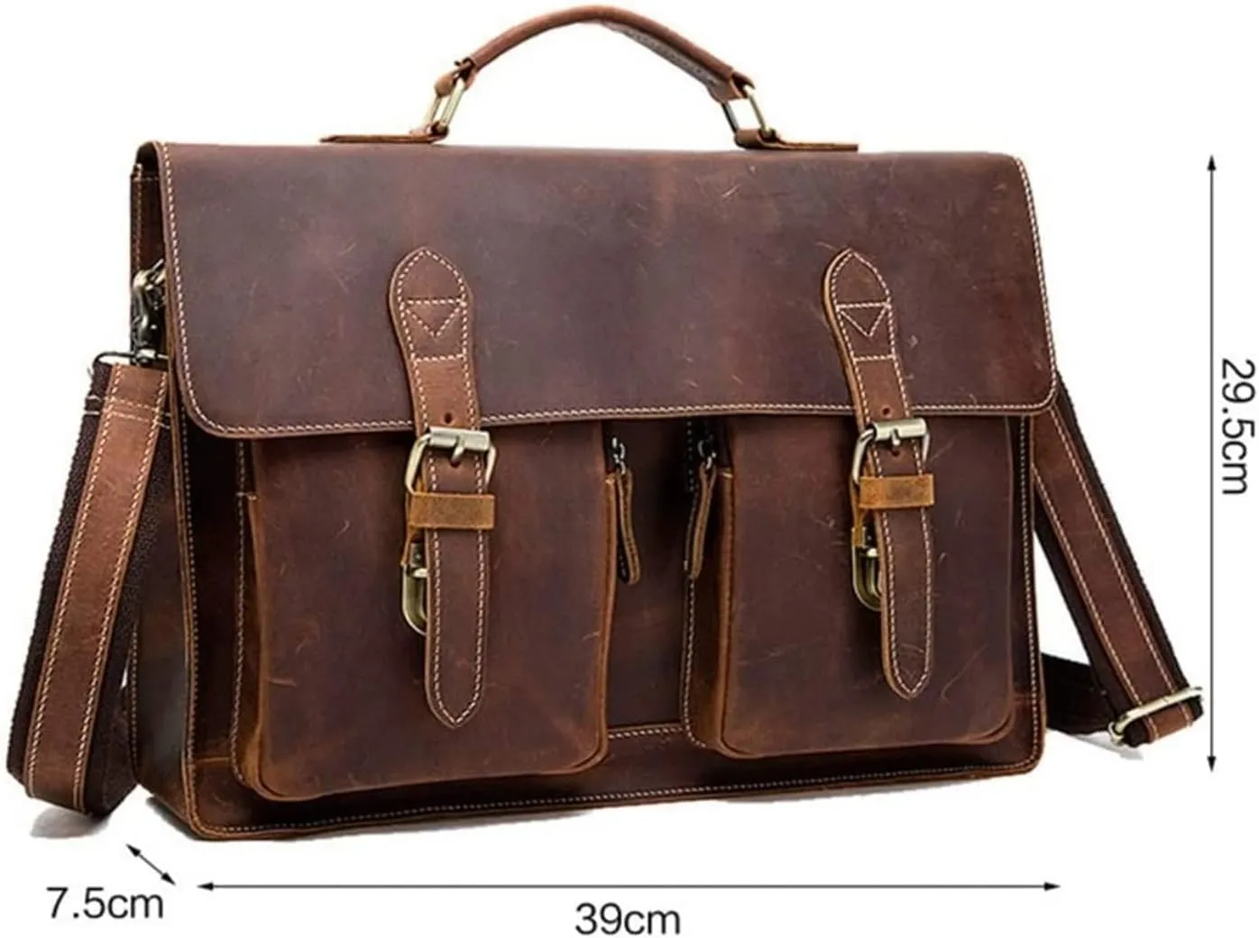 DHAEY Classic Vintage Messenger Handbag, Leather Briefcase Large Satchel Shoulder Bag Vintage