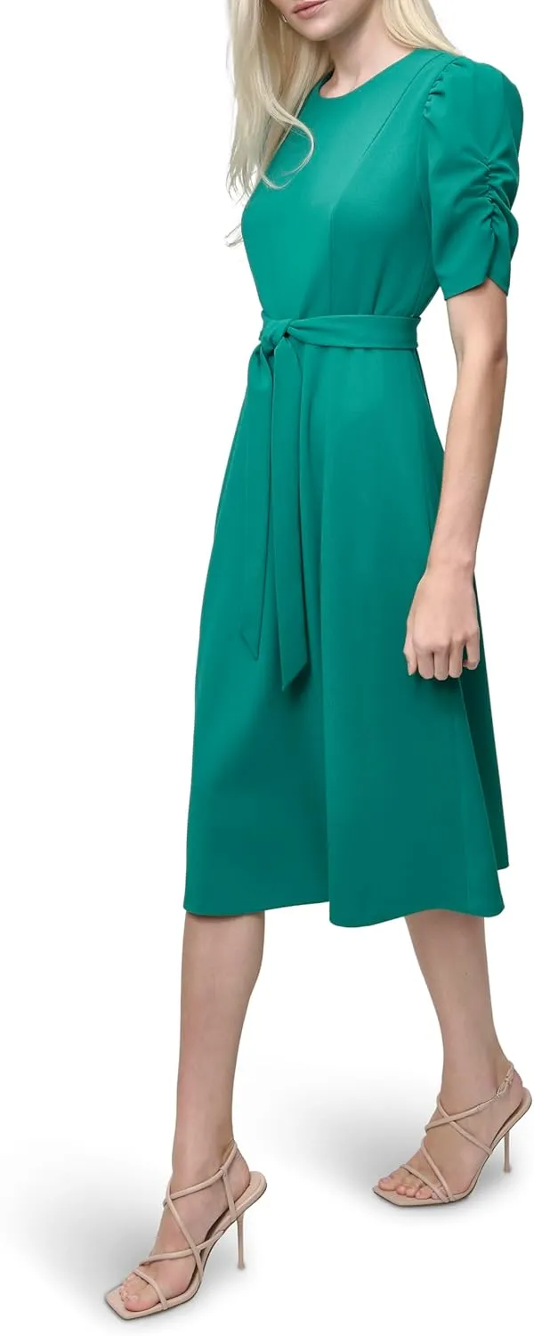 DKNY Women's Jewel Neck Scuba Crepe Dress