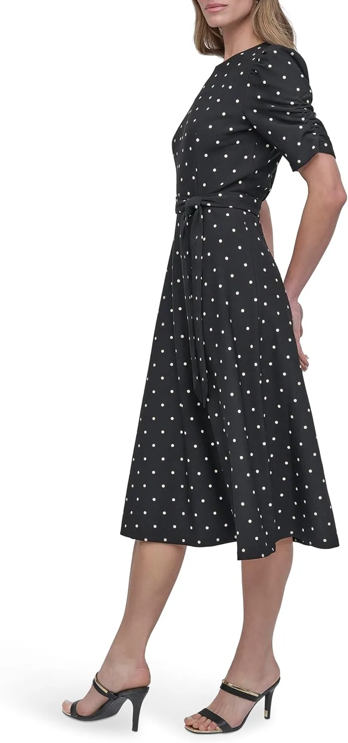 DKNY Women's Jewel Neck Scuba Crepe Dress