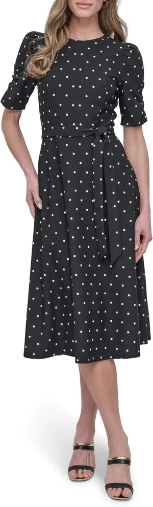 DKNY Women's Jewel Neck Scuba Crepe Dress