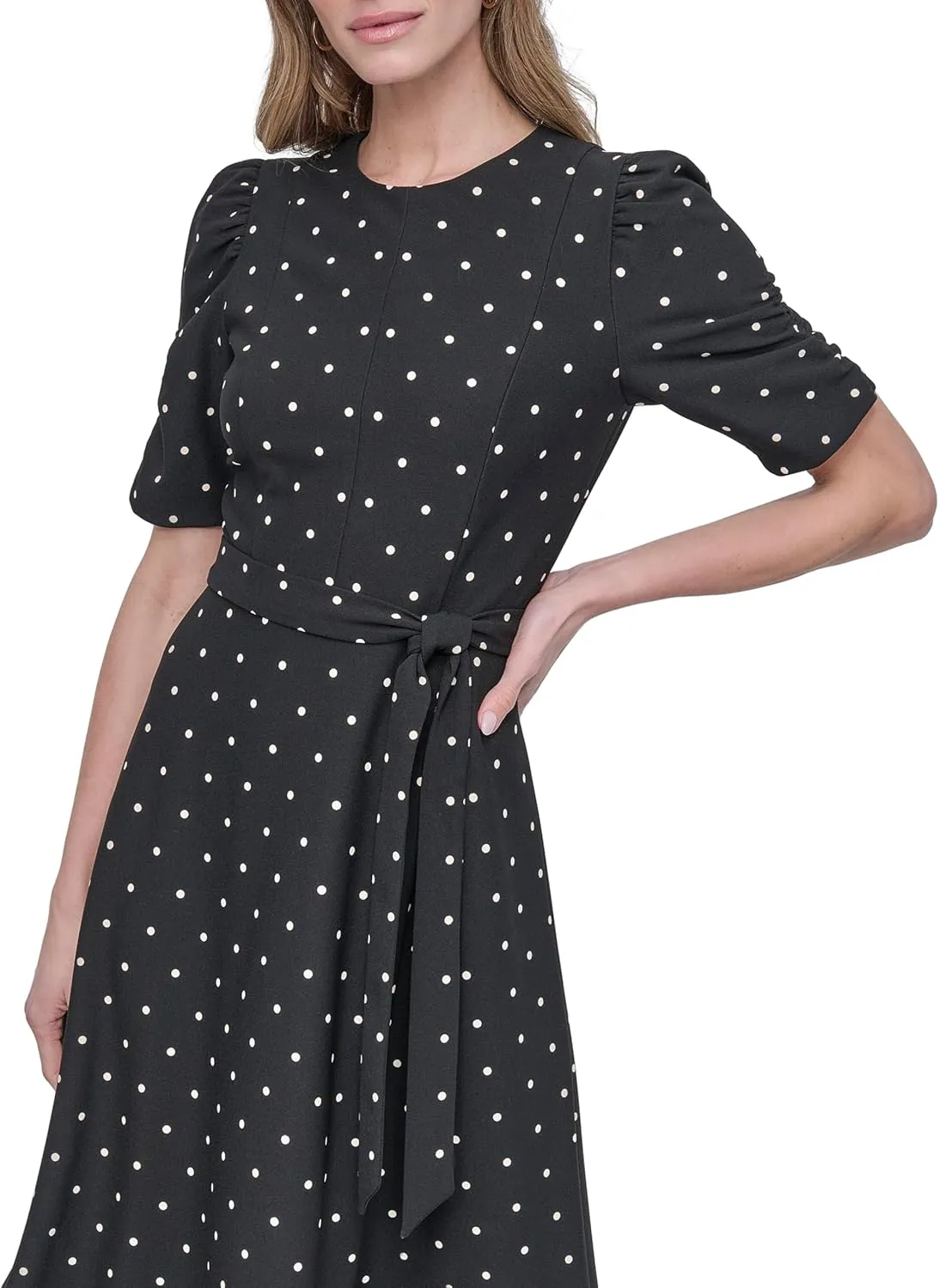 DKNY Women's Jewel Neck Scuba Crepe Dress