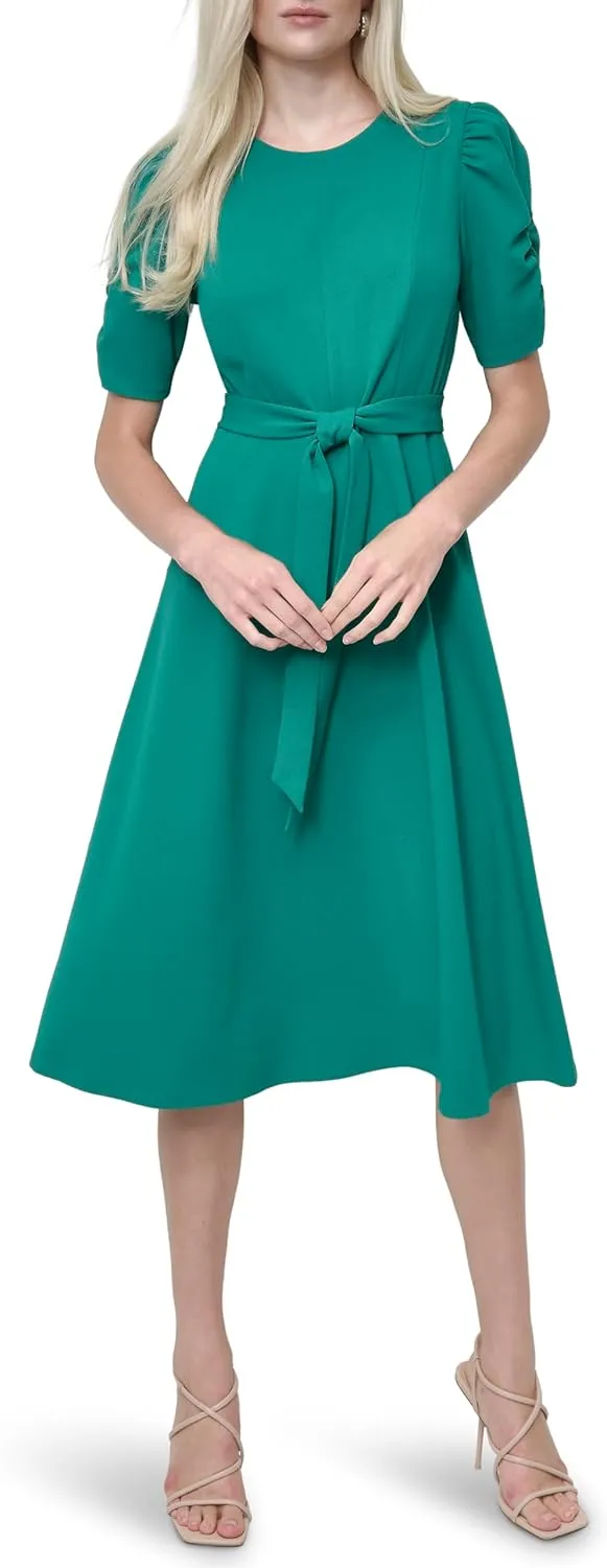 DKNY Women's Jewel Neck Scuba Crepe Dress