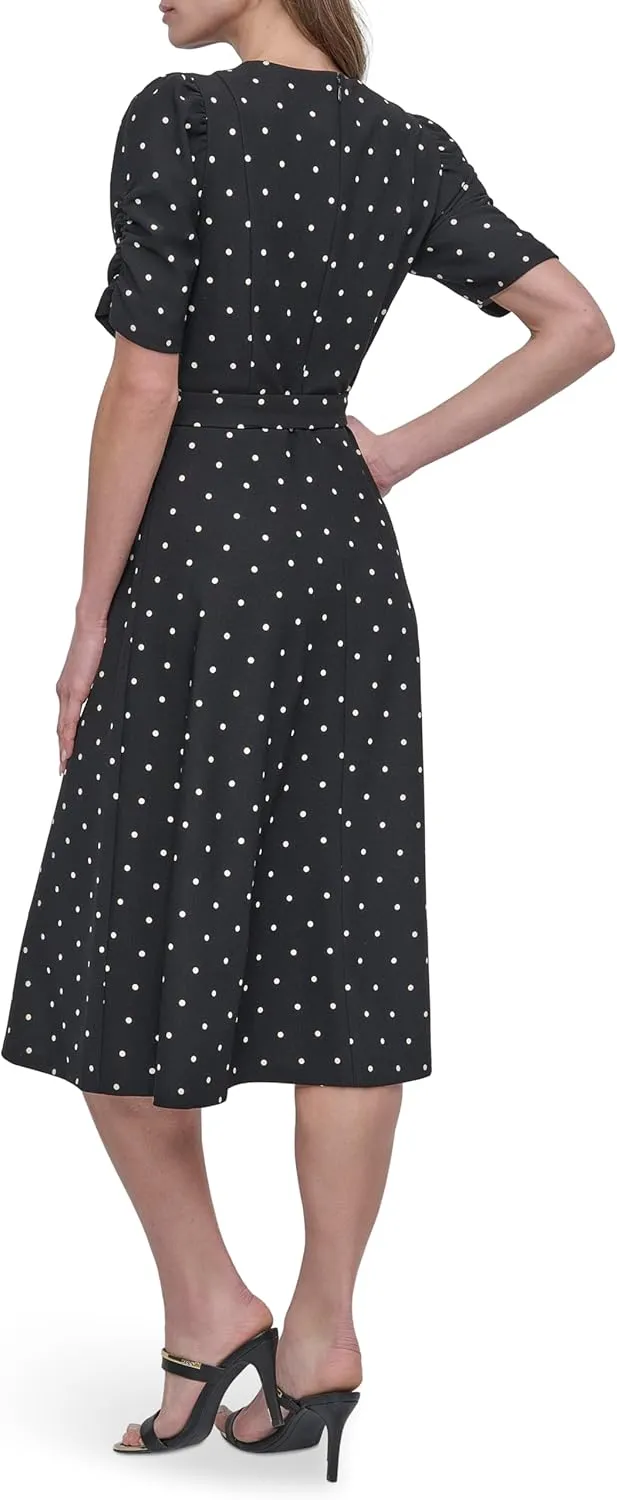 DKNY Women's Jewel Neck Scuba Crepe Dress