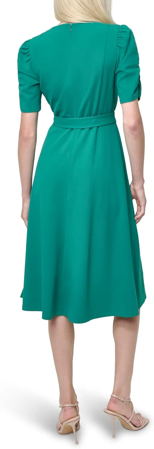 DKNY Women's Jewel Neck Scuba Crepe Dress