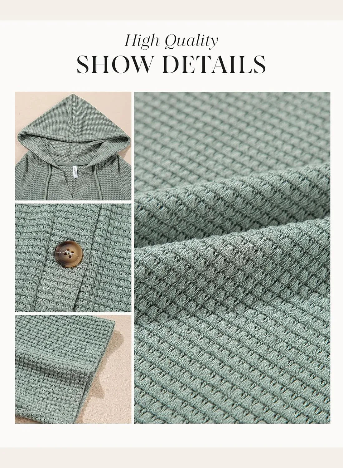 Dokotoo Womens Summer Waffle Knit Short Sleeve Tops Lightweight Drawstring Hoodies Button V Neck Casual Blouses Shirts