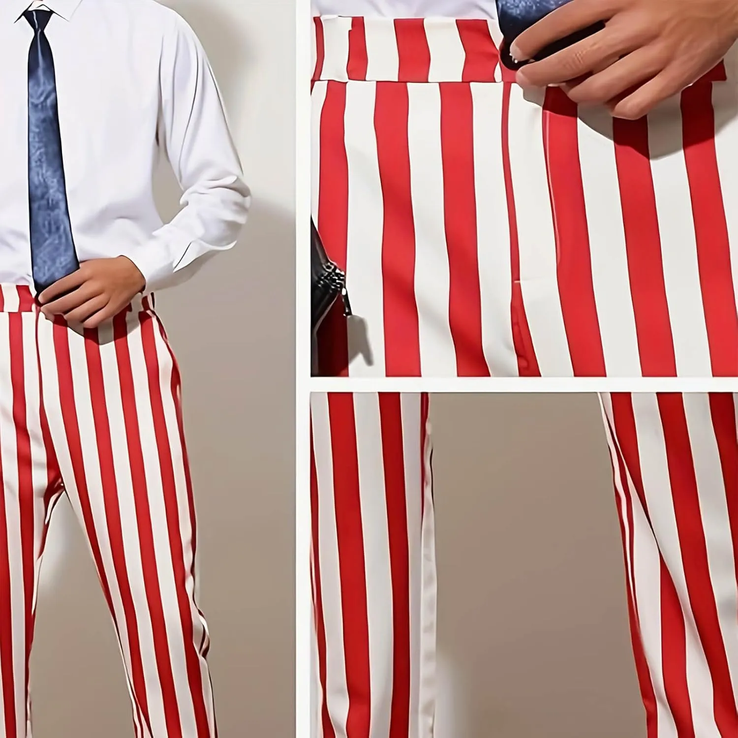 Dress Pants for Mens Stylish Stretch Dress Pants Slim Fit Striped Color Block Pants Casual Business Golf Pants
