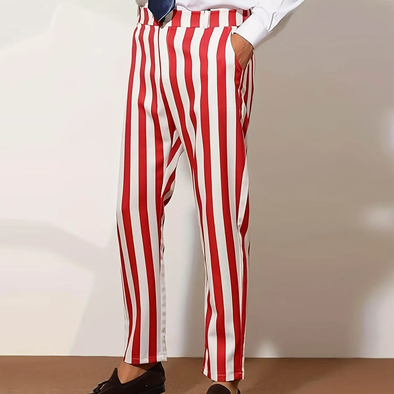 Dress Pants for Mens Stylish Stretch Dress Pants Slim Fit Striped Color Block Pants Casual Business Golf Pants