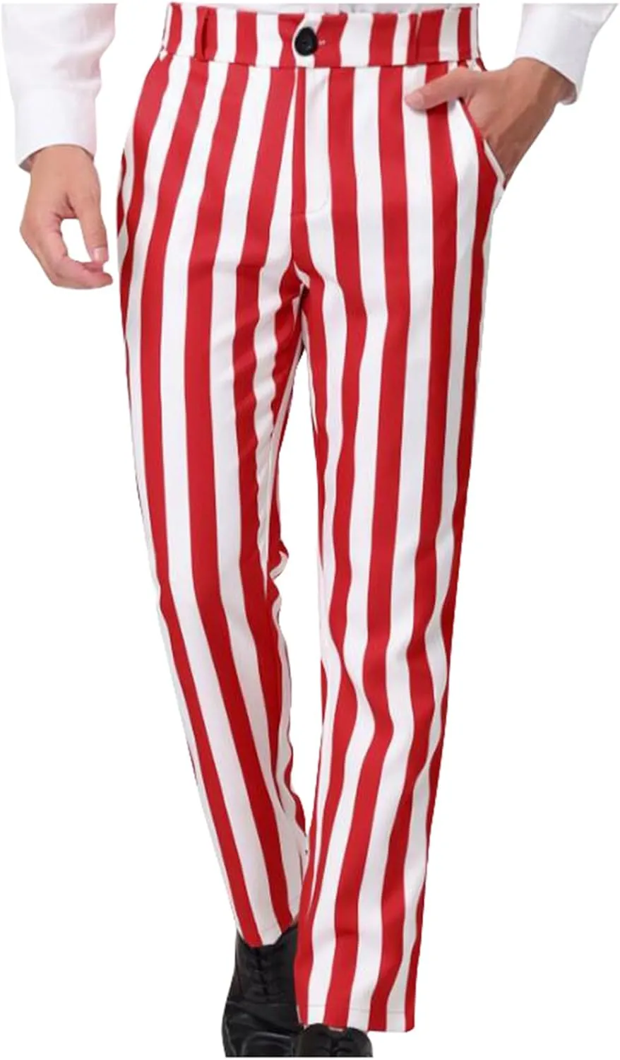 Dress Pants for Mens Stylish Stretch Dress Pants Slim Fit Striped Color Block Pants Casual Business Golf Pants