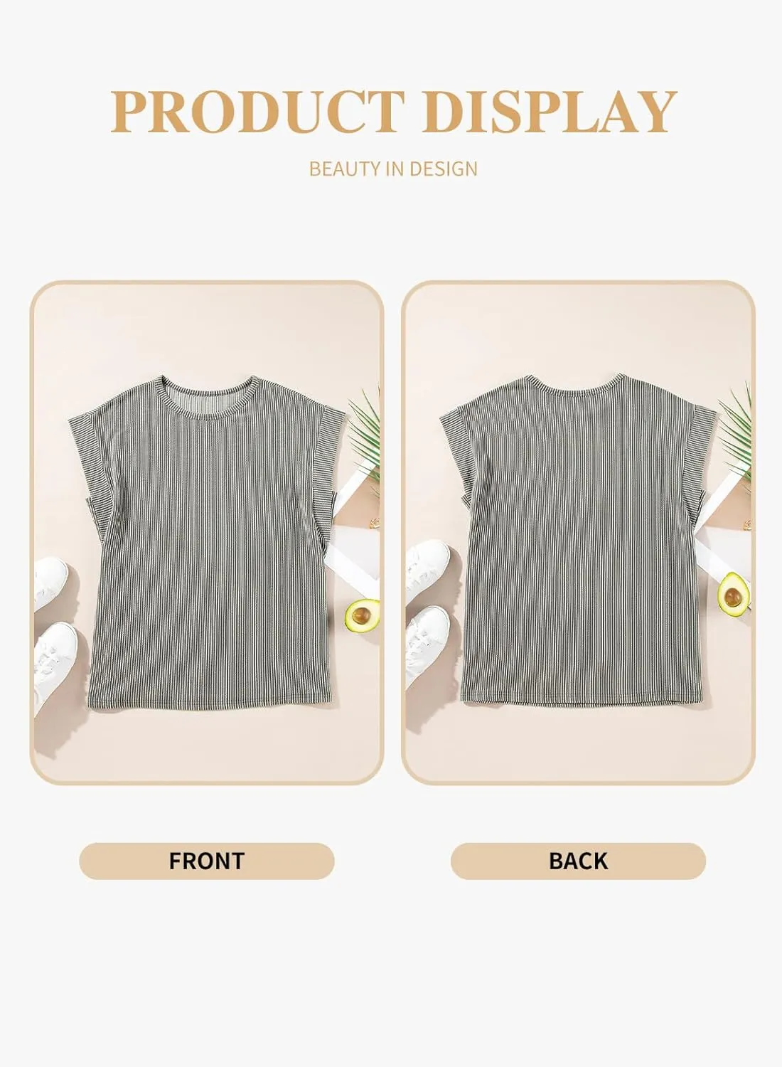 Eytino Womens Plus Size Tops Summer Cap Sleeve Crew Neck Casual Loose Solid Ribbed Knit Basic Tee Shirt(1X-5X)