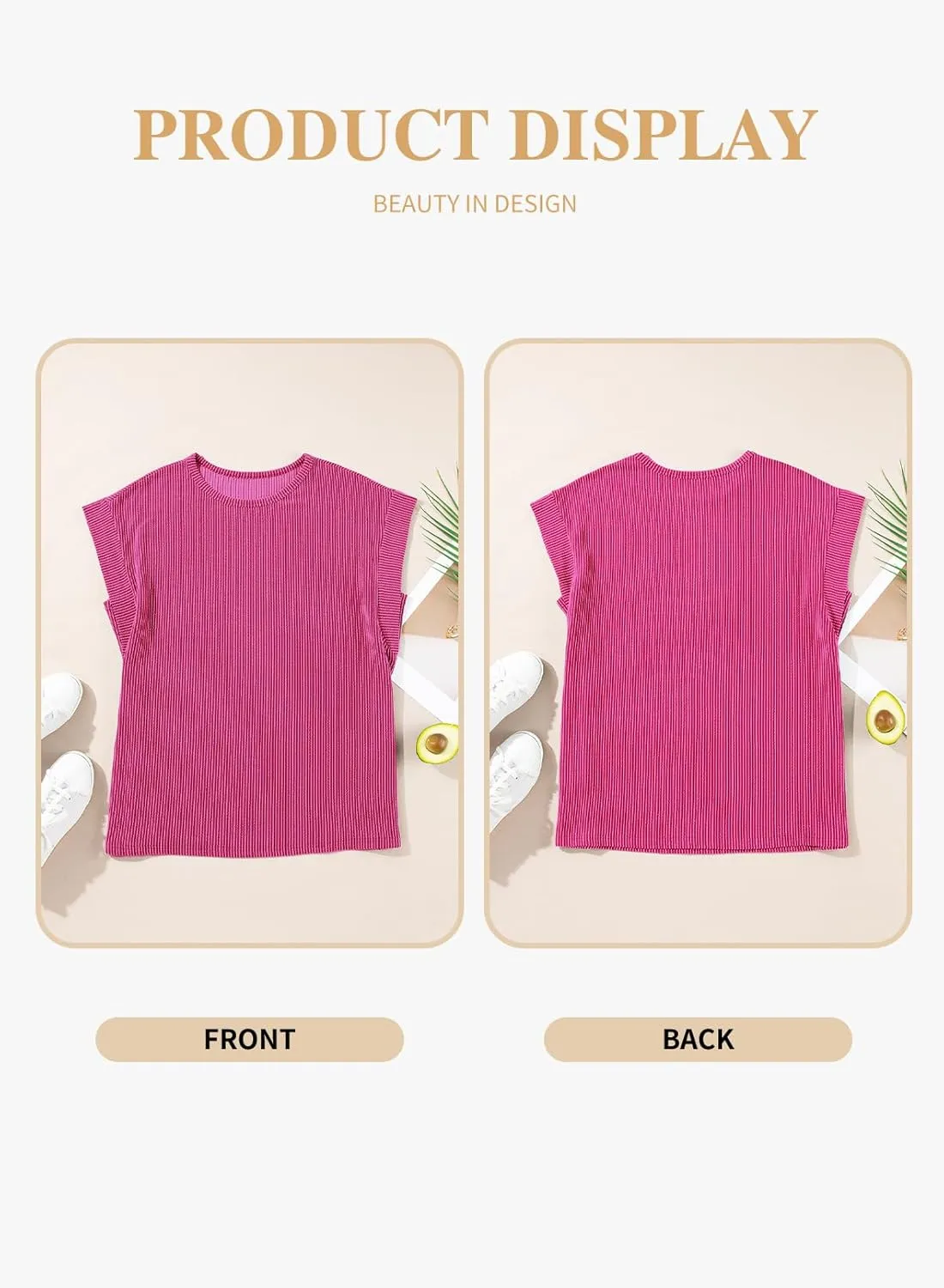 Eytino Womens Plus Size Tops Summer Cap Sleeve Crew Neck Casual Loose Solid Ribbed Knit Basic Tee Shirt(1X-5X)