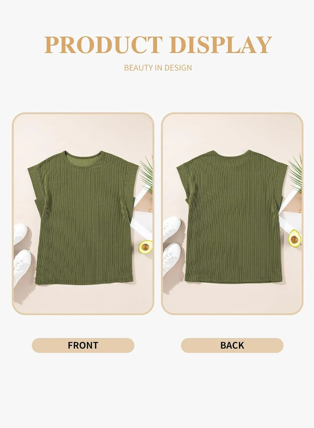 Eytino Womens Plus Size Tops Summer Cap Sleeve Crew Neck Casual Loose Solid Ribbed Knit Basic Tee Shirt(1X-5X)