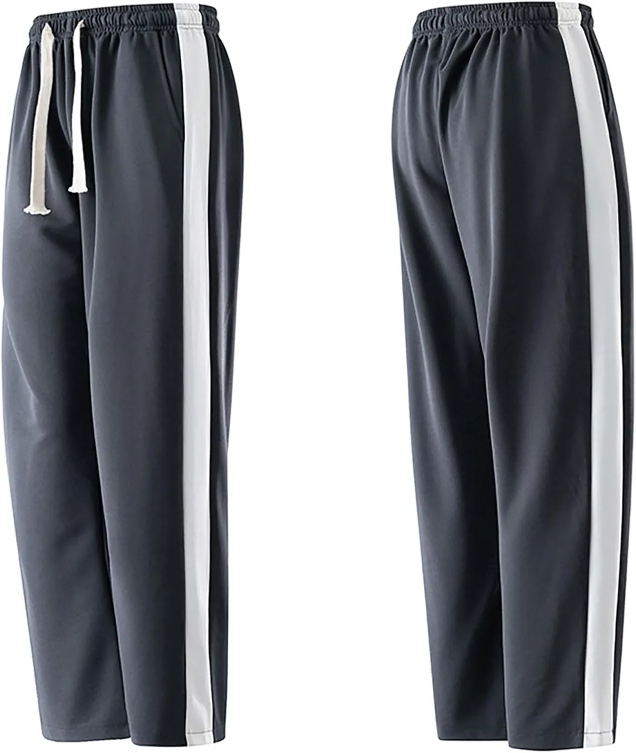 Finelylove Mens Pants Silk Casual Pants Ealstic Waist Drawstring Lounge Pants Wide Leg Baggy Pants Color Block Trousers