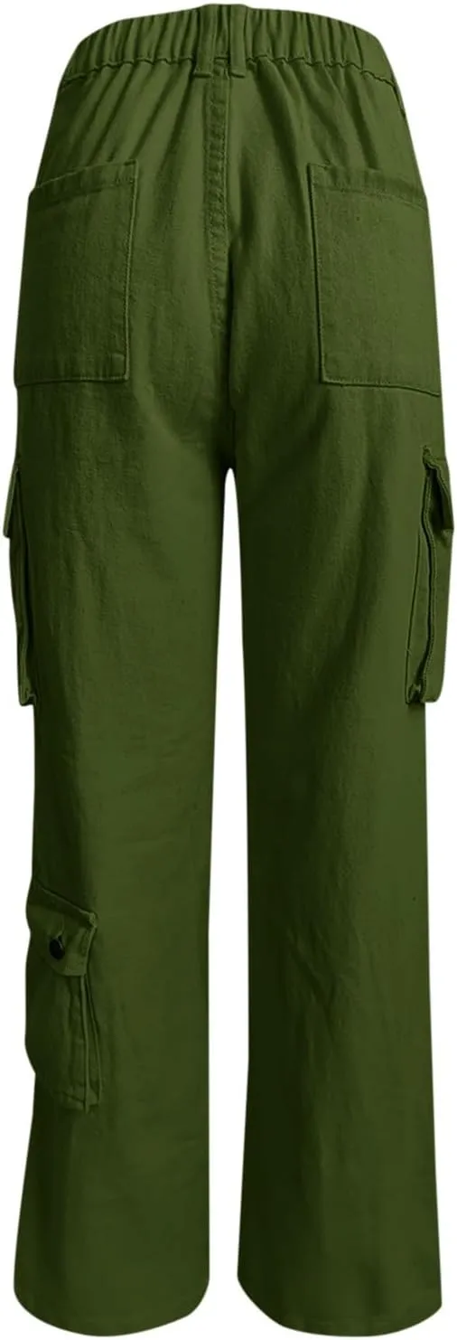 FZVYD Cargo Pants for Women High Waisted Casual Pants Work Pants Baggy Stretchy Wide Leg Streetwear Trousers with Pockets
