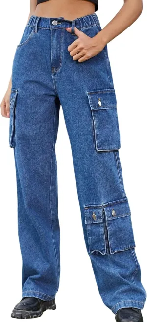 FZVYD Cargo Pants for Women High Waisted Casual Pants Work Pants Baggy Stretchy Wide Leg Streetwear Trousers with Pockets