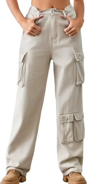 FZVYD Cargo Pants for Women High Waisted Casual Pants Work Pants Baggy Stretchy Wide Leg Streetwear Trousers with Pockets