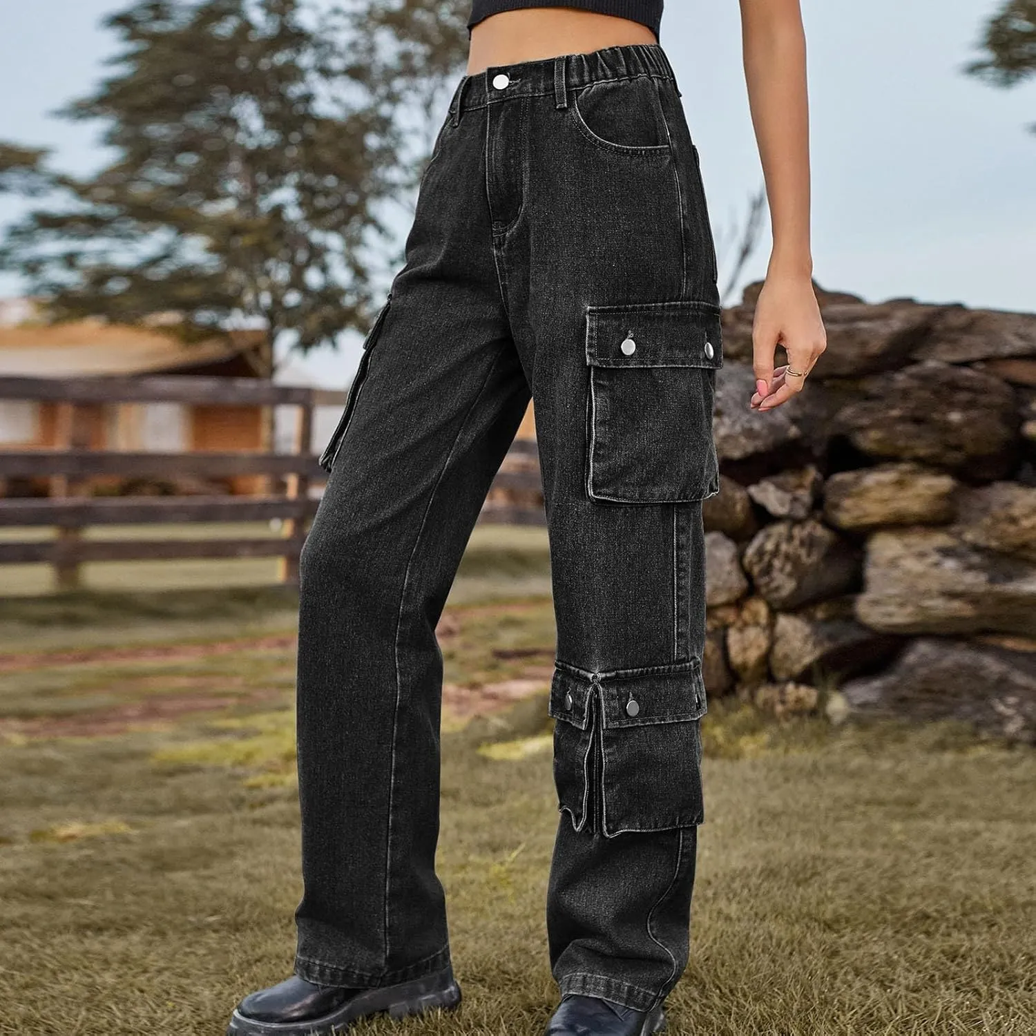 FZVYD Cargo Pants for Women High Waisted Casual Pants Work Pants Baggy Stretchy Wide Leg Streetwear Trousers with Pockets