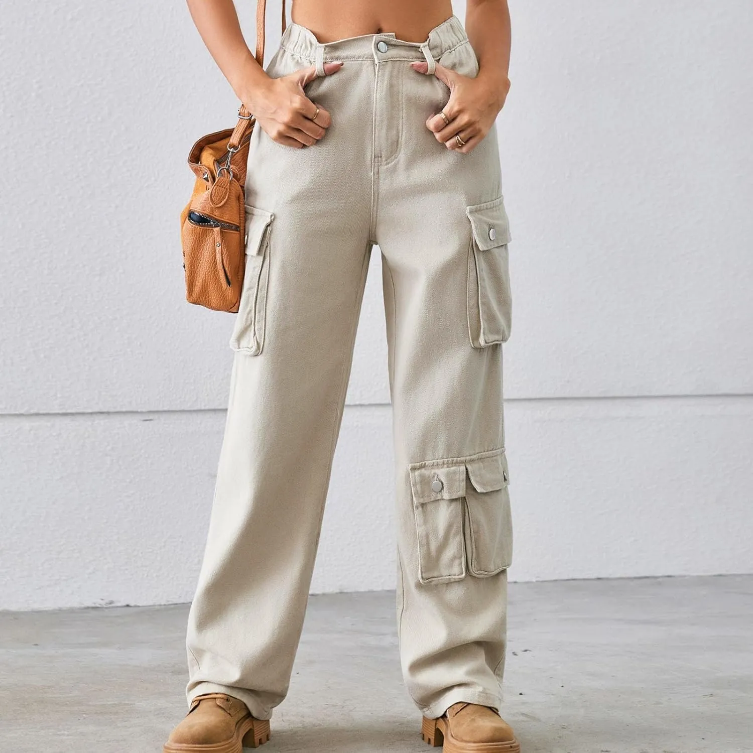 FZVYD Cargo Pants for Women High Waisted Casual Pants Work Pants Baggy Stretchy Wide Leg Streetwear Trousers with Pockets