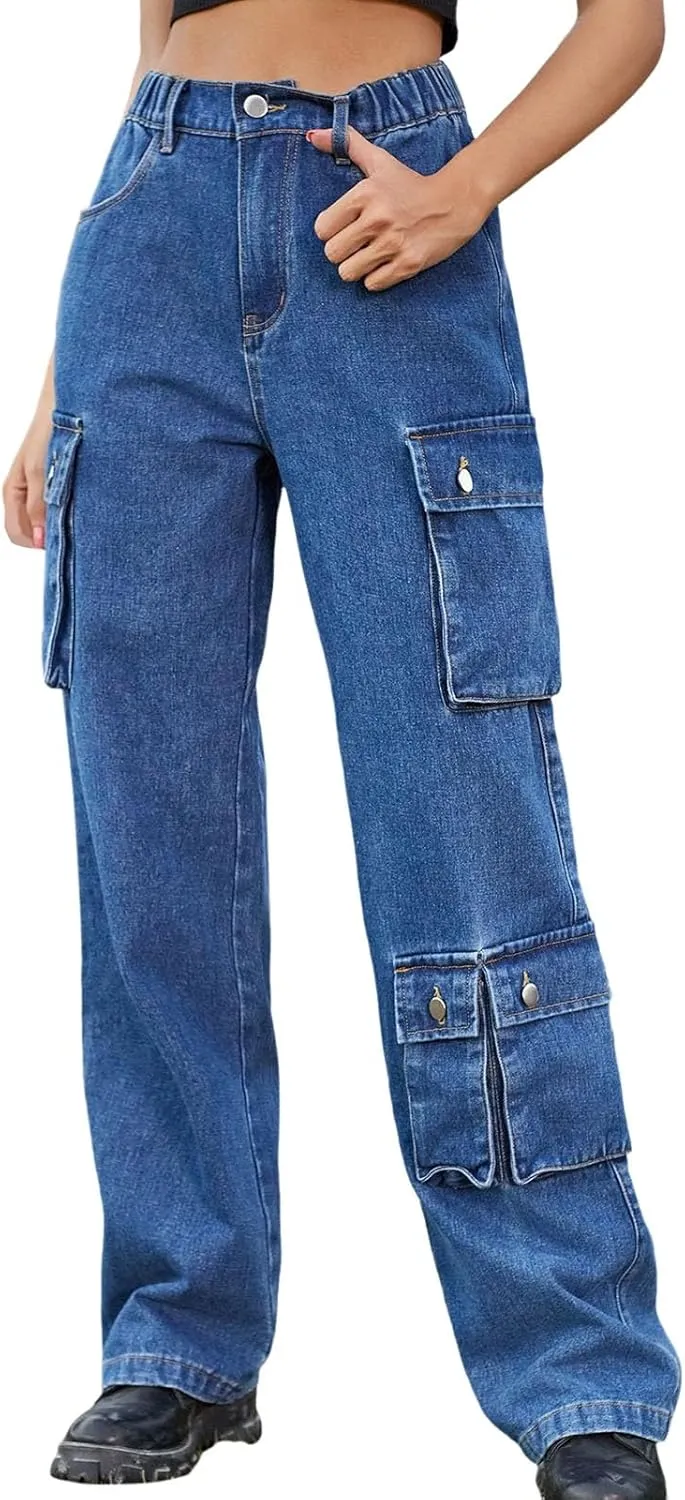 FZVYD Cargo Pants for Women High Waisted Casual Pants Work Pants Baggy Stretchy Wide Leg Streetwear Trousers with Pockets