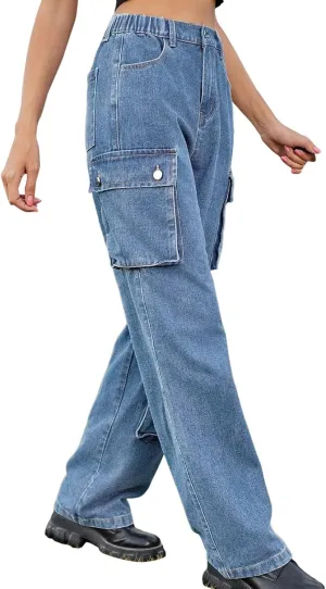 FZVYD Cargo Pants for Women High Waisted Casual Pants Work Pants Baggy Stretchy Wide Leg Streetwear Trousers with Pockets