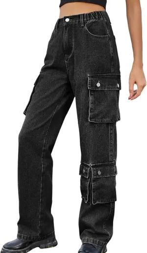 FZVYD Cargo Pants for Women High Waisted Casual Pants Work Pants Baggy Stretchy Wide Leg Streetwear Trousers with Pockets