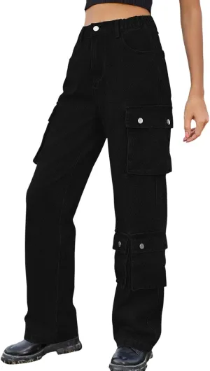 FZVYD Cargo Pants for Women High Waisted Casual Pants Work Pants Baggy Stretchy Wide Leg Streetwear Trousers with Pockets