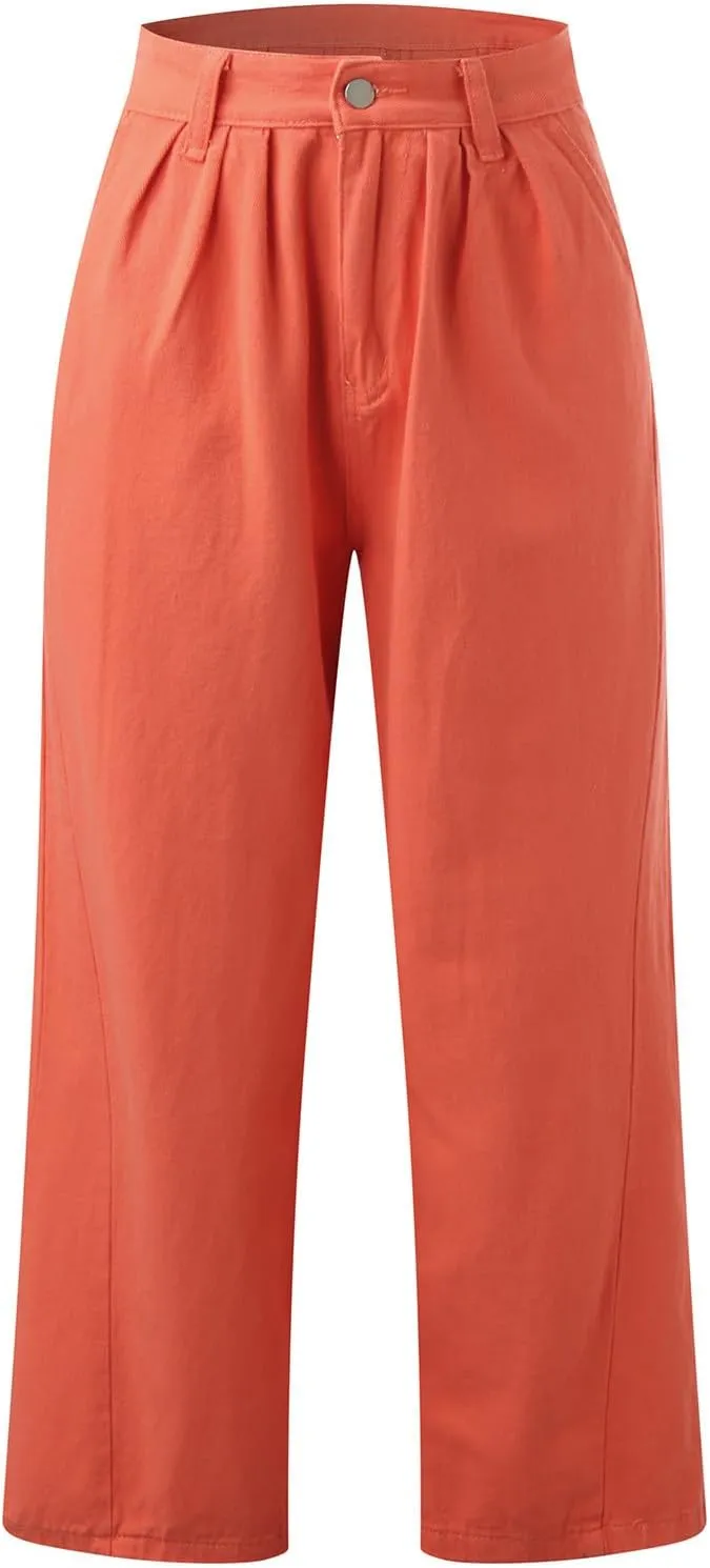 FZVYD Women's Barrel Jeans Casual High Waisted Stretchy Wide Leg Pants Baggy Denim Pants Teens Girls 2025 Trendy Streetwear
