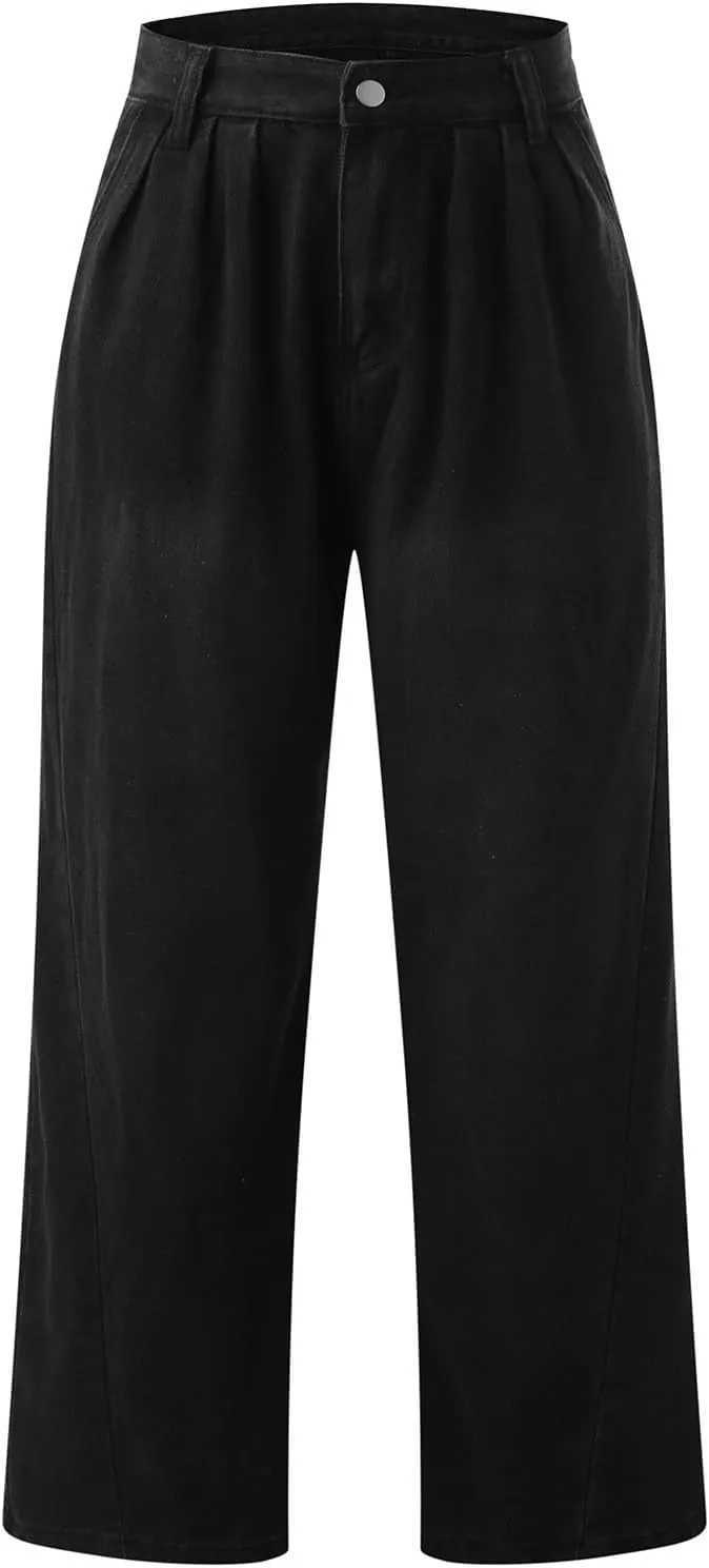 FZVYD Women's Barrel Jeans Casual High Waisted Stretchy Wide Leg Pants Baggy Denim Pants Teens Girls 2025 Trendy Streetwear