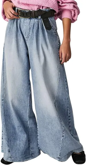 FZVYD Women's Barrel Jeans Casual High Waisted Stretchy Wide Leg Pants Baggy Denim Pants Teens Girls 2025 Trendy Streetwear