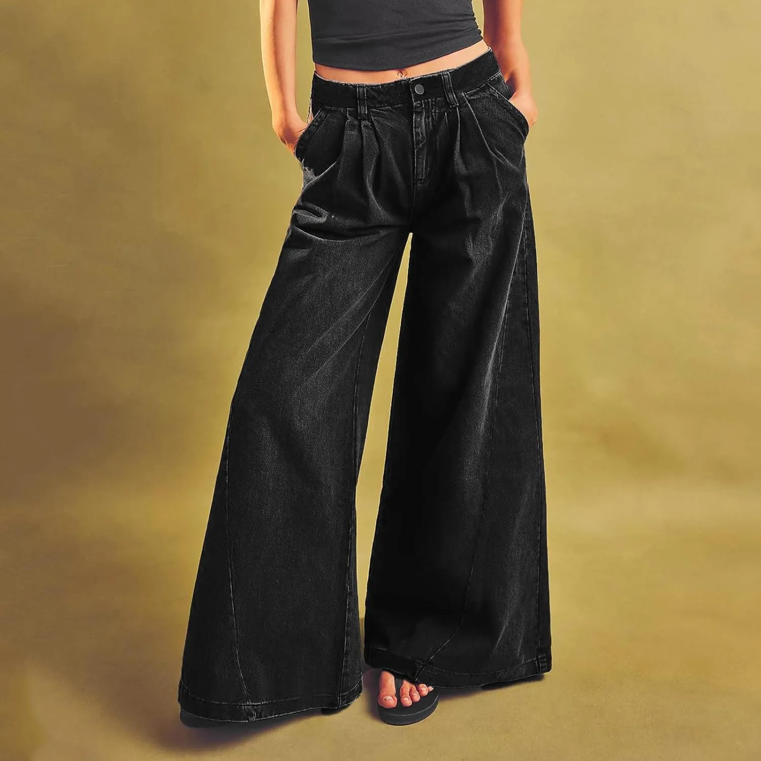 FZVYD Women's Barrel Jeans Casual High Waisted Stretchy Wide Leg Pants Baggy Denim Pants Teens Girls 2025 Trendy Streetwear