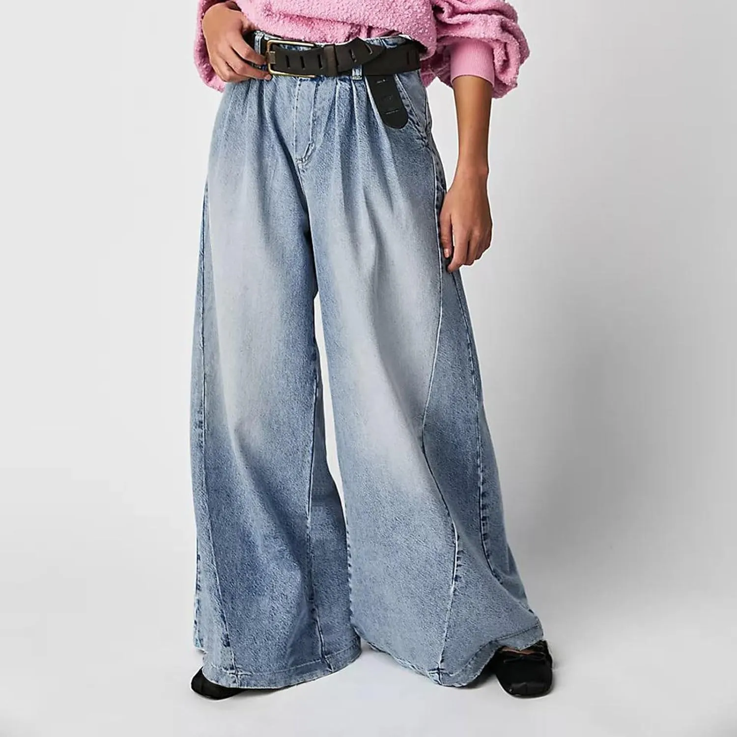 FZVYD Women's Barrel Jeans Casual High Waisted Stretchy Wide Leg Pants Baggy Denim Pants Teens Girls 2025 Trendy Streetwear