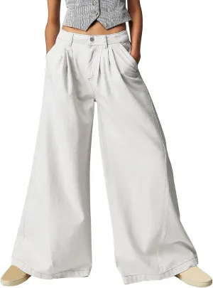 FZVYD Women's Barrel Jeans Casual High Waisted Stretchy Wide Leg Pants Baggy Denim Pants Teens Girls 2025 Trendy Streetwear