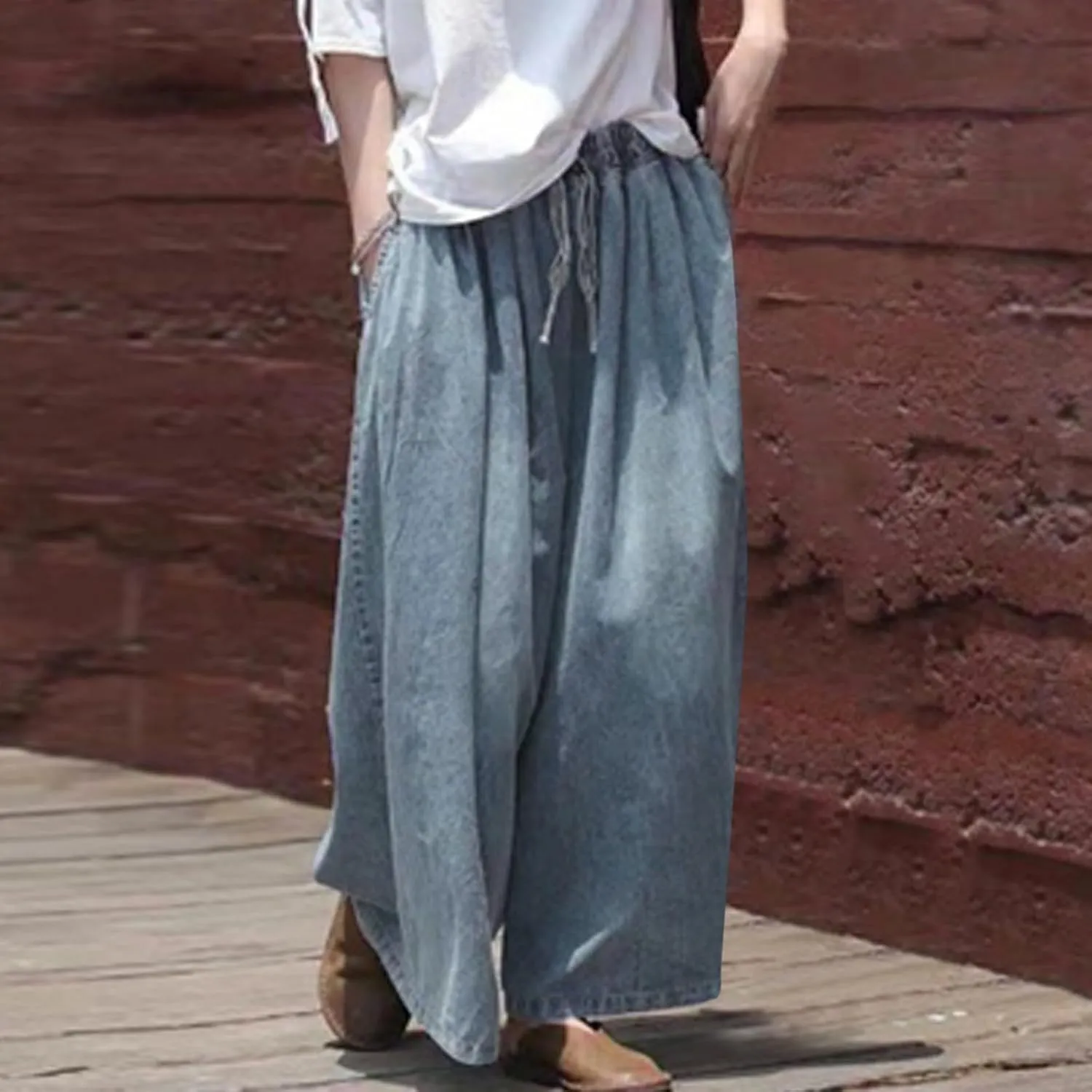 FZVYD Women's Barrel Jeans Casual High Waisted Stretchy Wide Leg Pants Baggy Denim Pants Teens Girls 2025 Trendy Streetwear