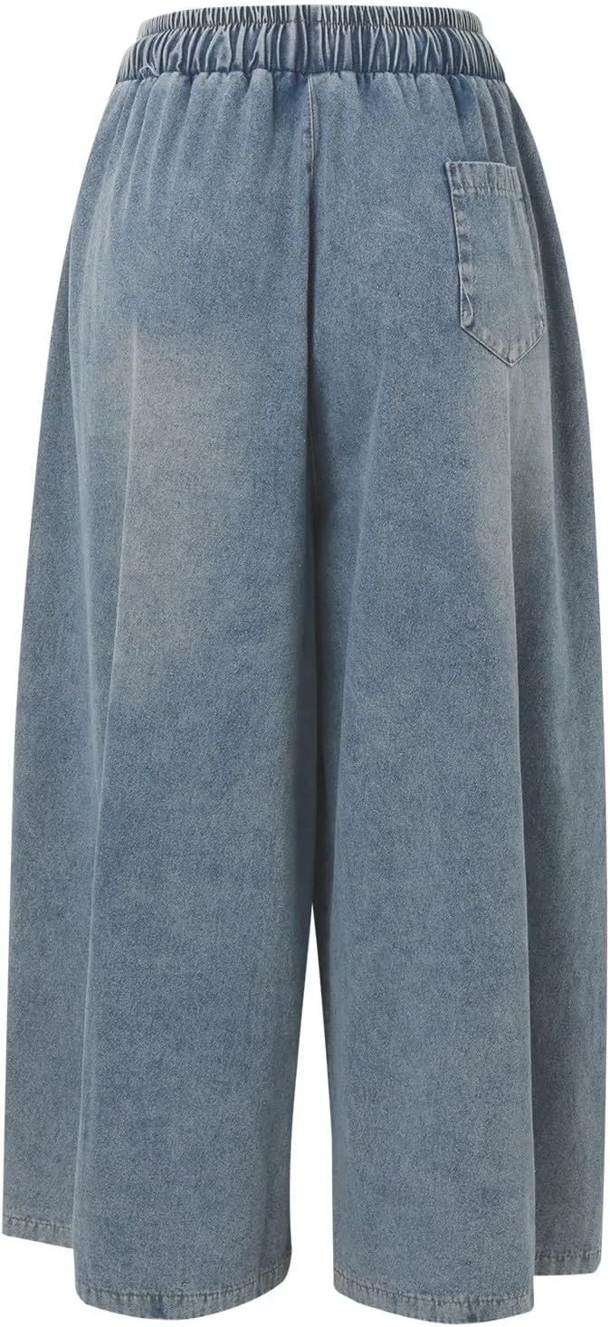FZVYD Women's Barrel Jeans Casual High Waisted Stretchy Wide Leg Pants Baggy Denim Pants Teens Girls 2025 Trendy Streetwear