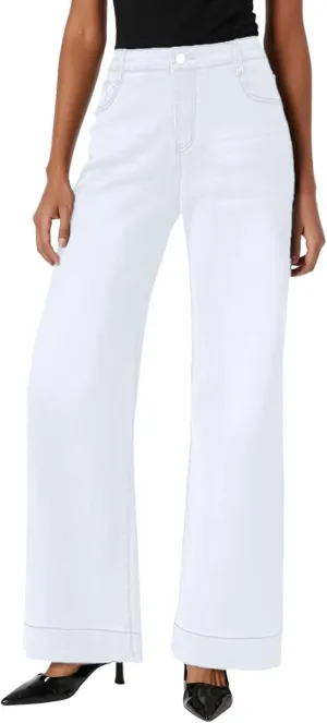 FZVYD Womens Wide Leg Jeans High Waisted Stretchy Trendy Casual Work Denim Pants Trousers Stretch Loose Trousers with Pockets