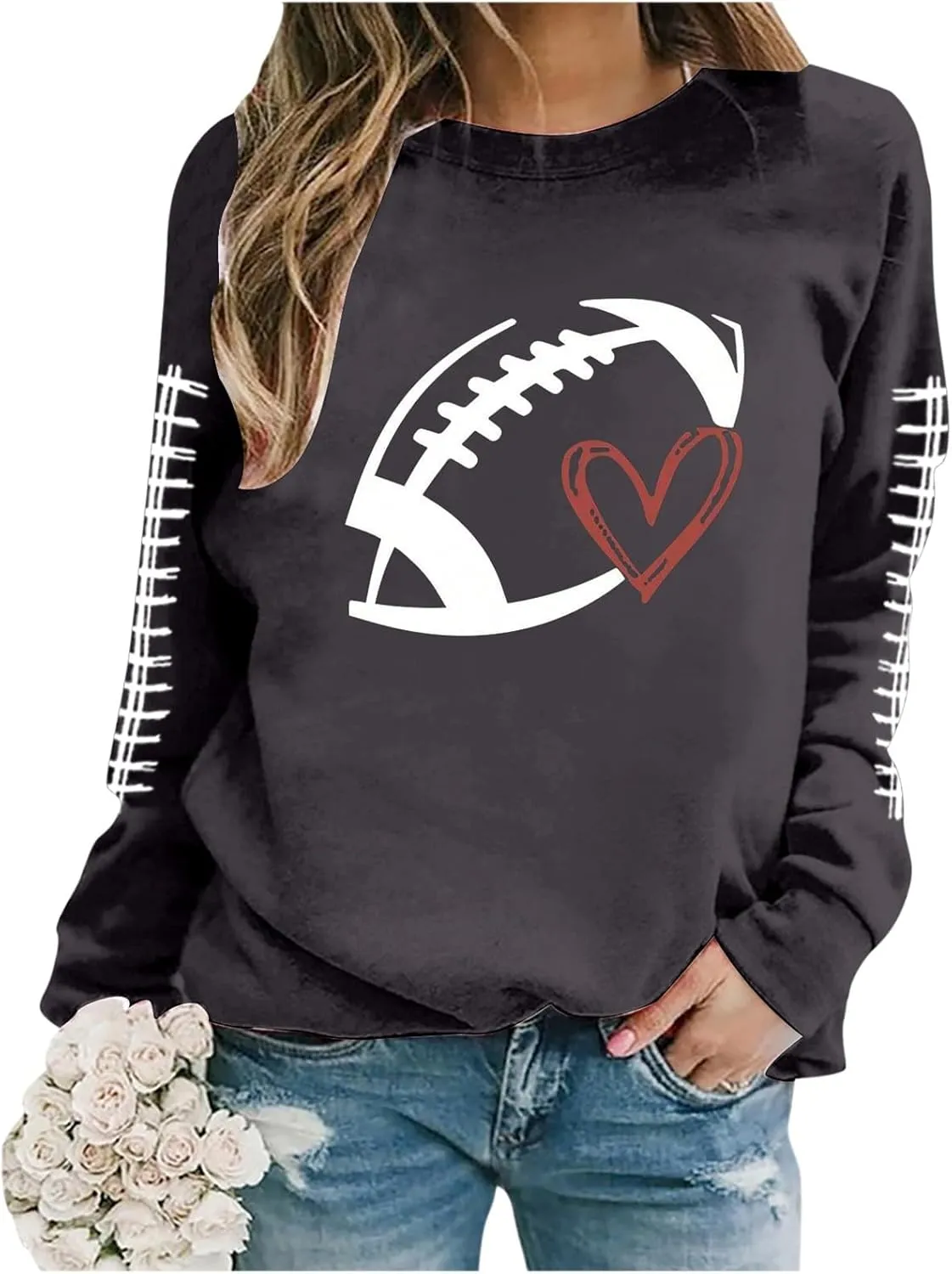 Game Day Sweatshirts For Women Teen Girls Funny Football Season Casual Comfort Pullover Tops Crewneck Shirts
