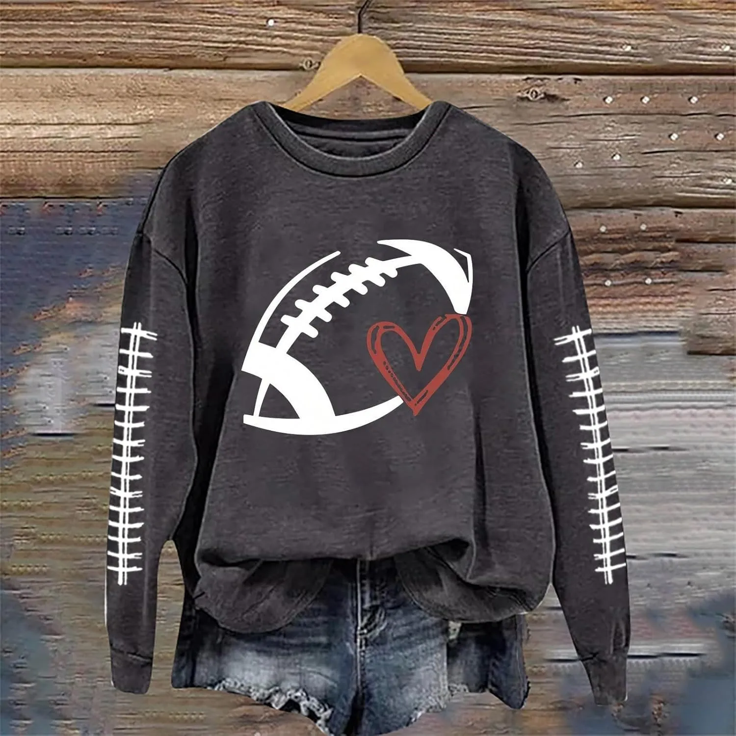 Game Day Sweatshirts For Women Teen Girls Funny Football Season Casual Comfort Pullover Tops Crewneck Shirts