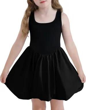 Girls Summer Dresses Tween Sleeveless Bubble Hem Sundress Casual Beach Vacation with Pockets for 7-12 Years