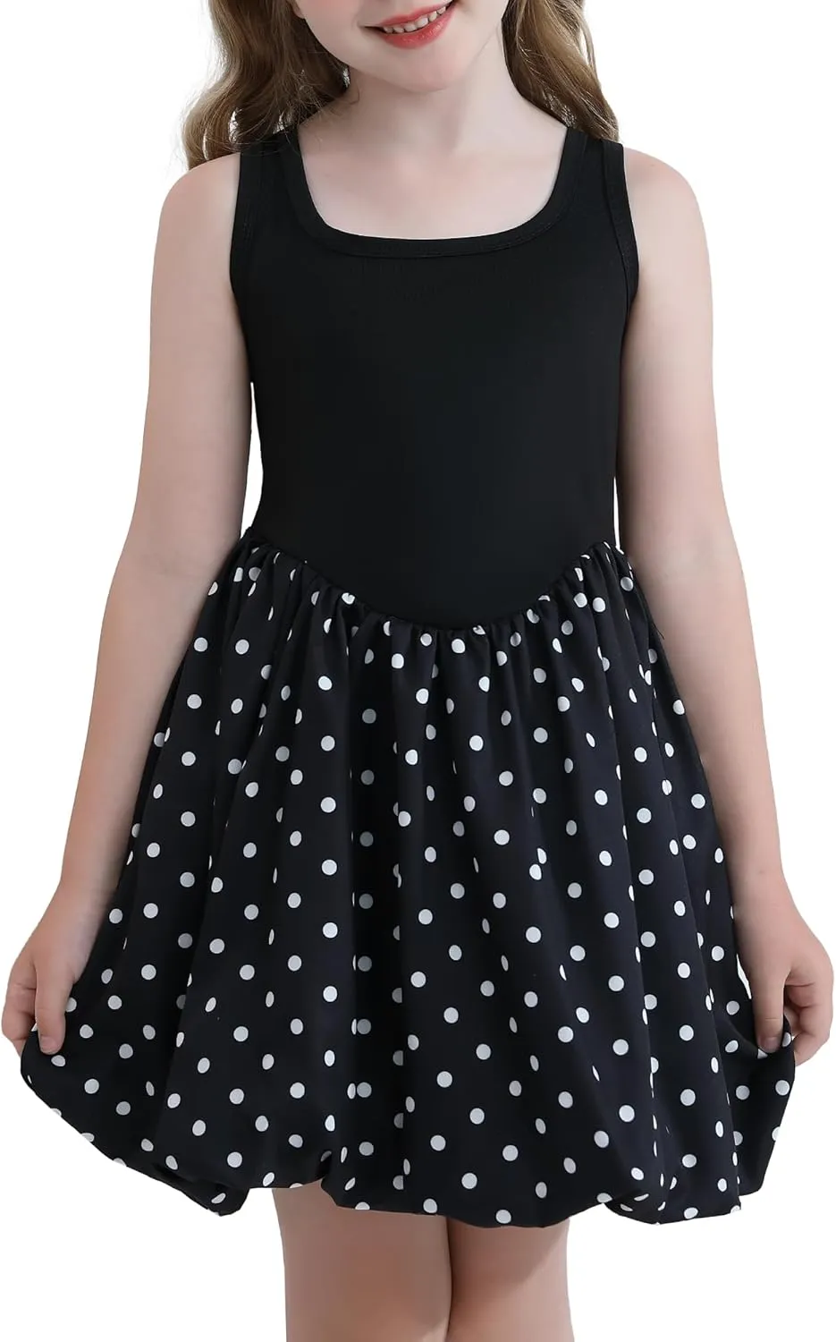 Girls Summer Dresses Tween Sleeveless Bubble Hem Sundress Casual Beach Vacation with Pockets for 7-12 Years