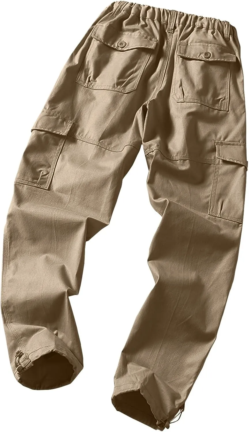 GOFULY Cargo Pants Mens Ripstop Stretch Baggy Sweatpants with Multi Pockets Y2K Hiking Pants Convertible Tall Pants Casual