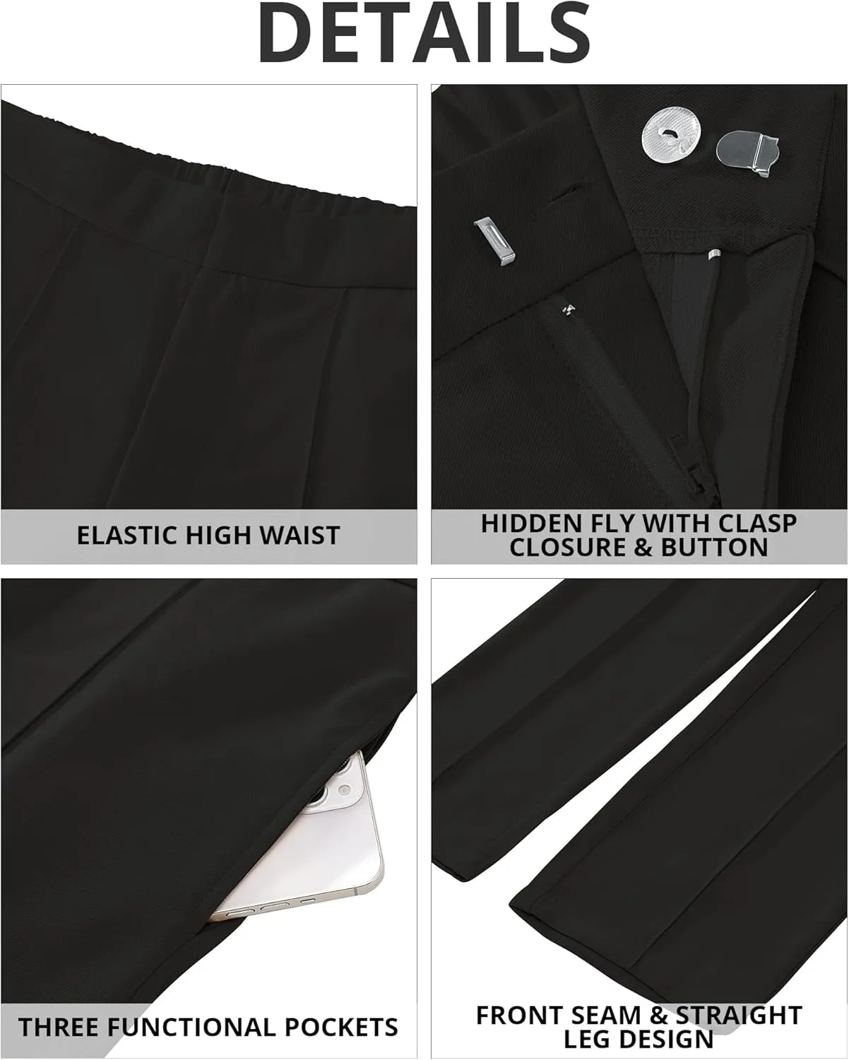 GRAPENT Dress Pants Women High Waisted Work Pants Dressy Casual Straight Leg Elastic Waist Cropped Trousers Ankle Slacks