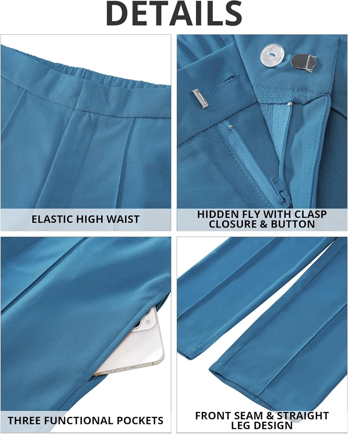 GRAPENT Dress Pants Women High Waisted Work Pants Dressy Casual Straight Leg Elastic Waist Cropped Trousers Ankle Slacks