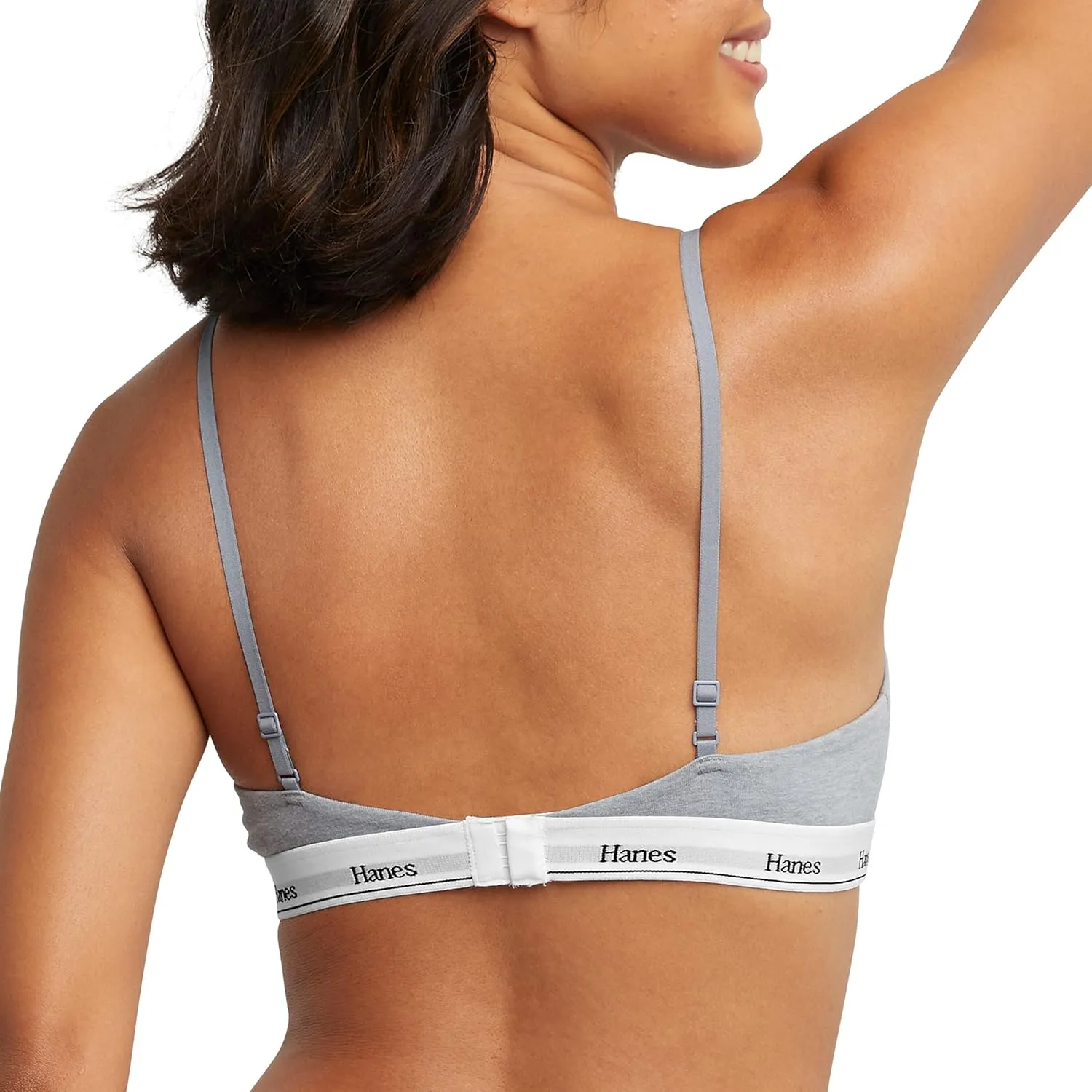 Hanes Women's Originals Triangle Bralette Pack, Breathable Stretch Cotton Bras, 2-Pack
